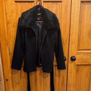 White House Black Market Plush Black Teddy Jacket